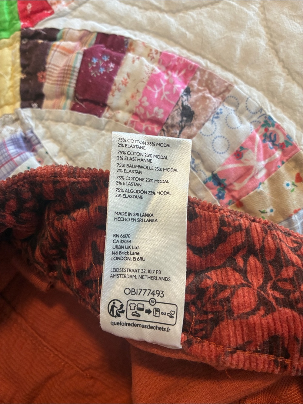 Maeve floral/fall print corduroy pants the Collette 28" fall cozy stylish - Picture 4 of 4